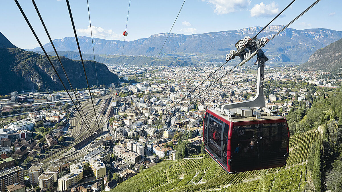 Renon/Ritten cable-car, panoramic view on Bolzano/Bozen